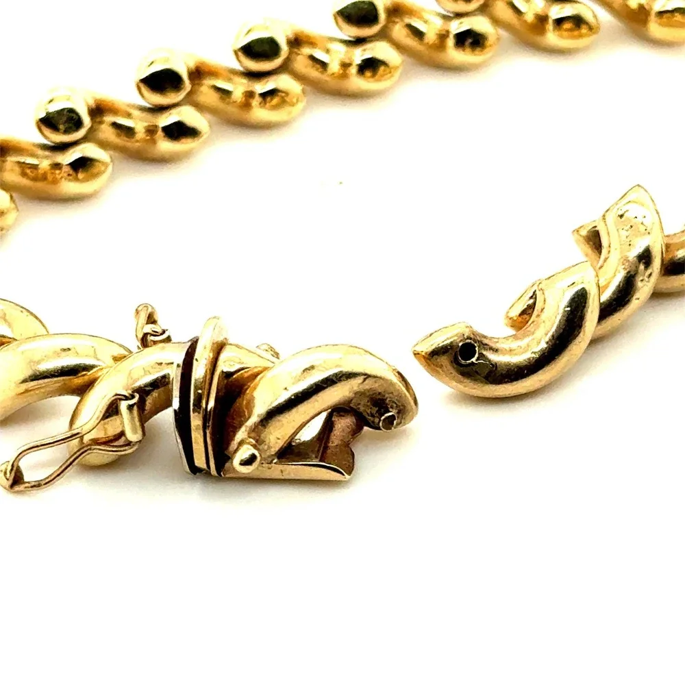 14K Yellow Gold Italian San Marco Link Bracelet 7.5 Inch 24.5g Needs Repair